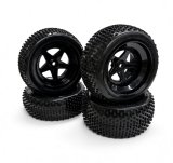 OPTION No.1(オプションNo.1)/NO-WH1089/4WDバギー用マイクロブロックタイヤ（黒ホイール接着済み/前後1台分）