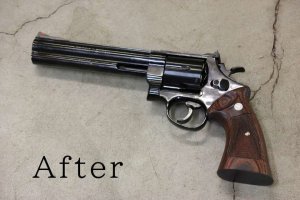 画像5: 【ネコポス対応】パンドラアームズ/AWG-1465/S&W M29(Nフレーム・スクエアパッド)チェッカー/ブラウン ウッドグリップ(タナカワークス社製)