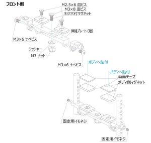 画像2: 【ネコポス対応】EAGLE(イーグル)/BM-07U-BK_BL_LBL_PU_RE_SI/SP マグネット・ステルスボディマウント タイプ5 TT02用