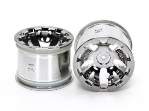 画像1: 【ネコポス対応】タミヤ(TAMIYA)/OP-1833/T3-01 リヤワイドピンスパイクタイヤ用クロームメッキホイール 2本