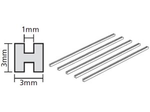 画像1: TAMIYA(タミヤ)/70206/透明プラ材　3mm　H形棒(5本入)