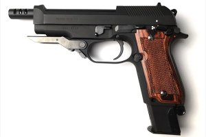 画像3: 【ネコポス対応】パンドラアームズ/AWG-1431/ウッドグリップ KSC製 M93RII (チェッカー/ブラウン)