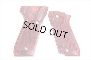 画像1: 【ネコポス対応】パンドラアームズ/AWG-1432/ウッドグリップ KSC製 M93RII (チェッカー/レッド)