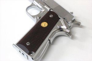 画像2: 【ネコポス対応】パンドラアームズ/AWG-1454/ウッドグリップ ガバメント/45AUTO (フルチェッカーメダル/ブラウン)