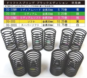 画像1: 【ネコポス対応】TOP LINE（トップライン）/DS-30MH/ドリフトスプリング ブラックエディション　ミディアムハード（8.75巻/青)　全長30mm／線径1.3mm