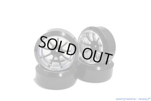 画像1: OPTION No.1(オプションNo.1)/NO-2510045/9スポークホイル(クロームリム)&ドリフトスリックタイヤ接着済みセット(4本入/オフセット9mm)