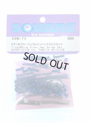 画像1: 【ネコポス対応】スクエア(SQUARE)/SGW-72/チタン&ブルーアルミヘックスビスセット (タミヤGF-01CB用)